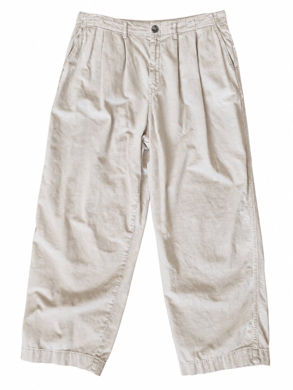 Free People High Rise Pleated Chino Pants Stone Beige | 12